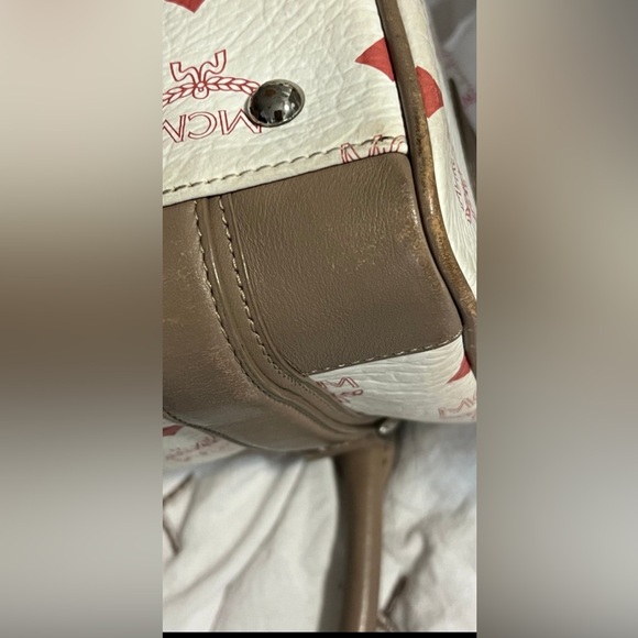 MCM Visetos Tan:Red:White Leather Satchel Bag: Boston Speedy Handbags & Purses - Picture 11 of 11